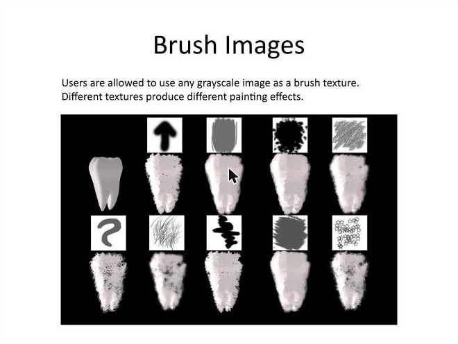 Different brush images and the painting effects they produce