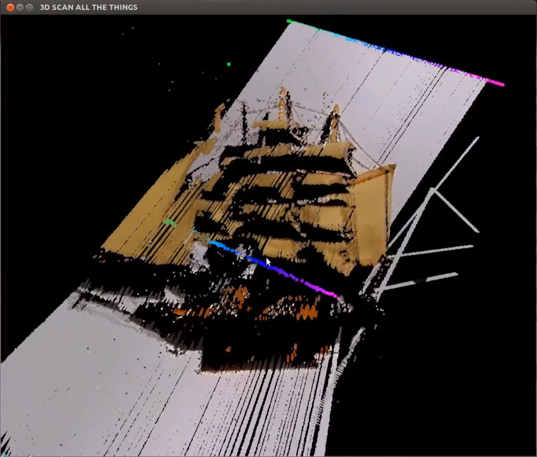 A scanned ship in the point-cloud viewer