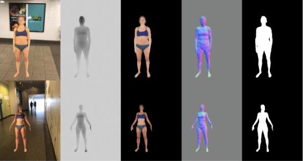 Golem render passes for two samples: beauty, depth, diffuse, normals, segmentation