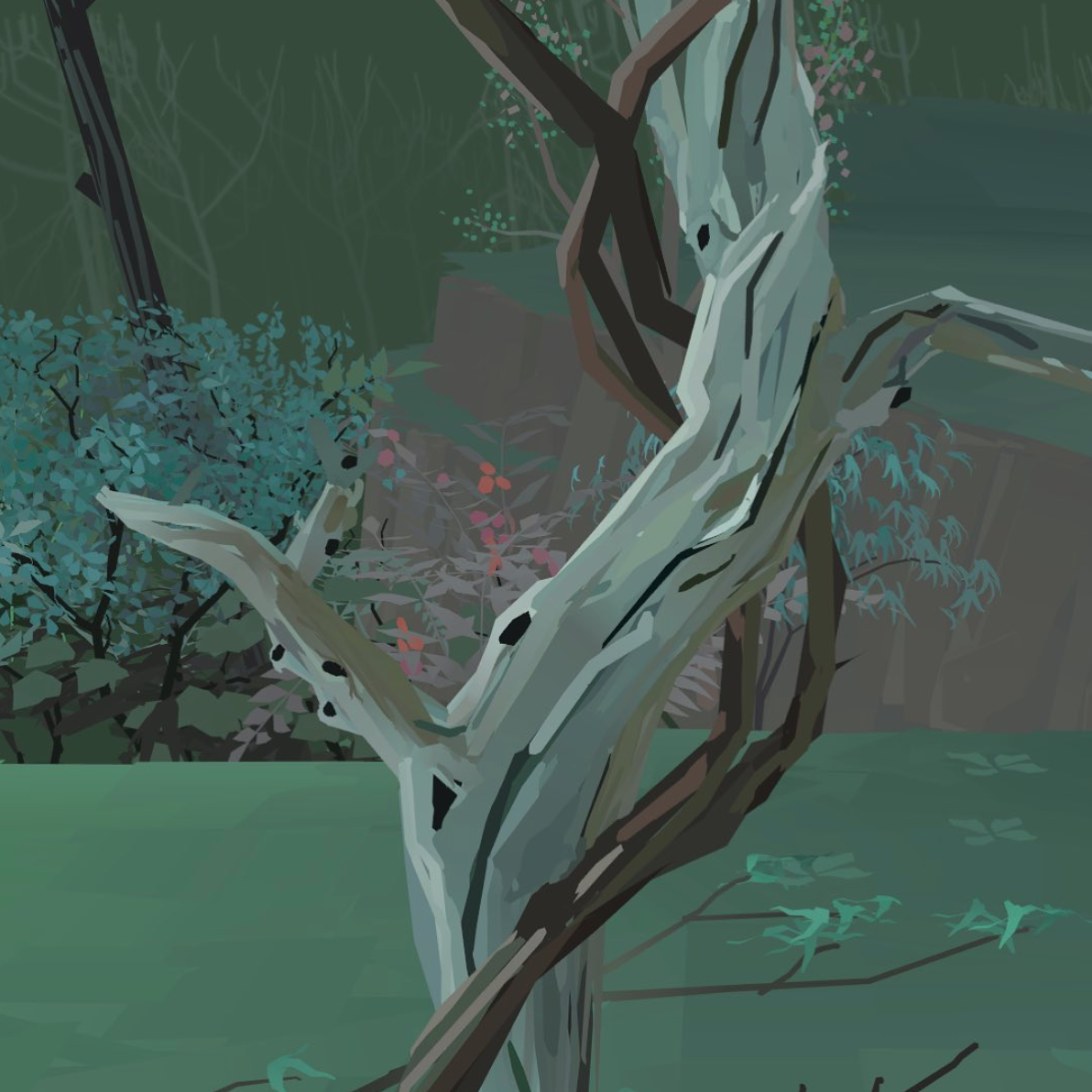 A hero tree: long 3D strokes built up like paint