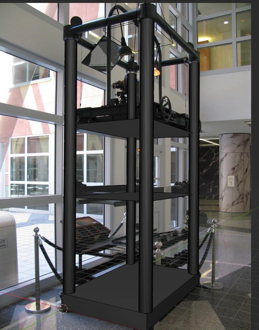 The camera at the Walt Disney Family Museum, with the 3D reconstruction laid over the photo