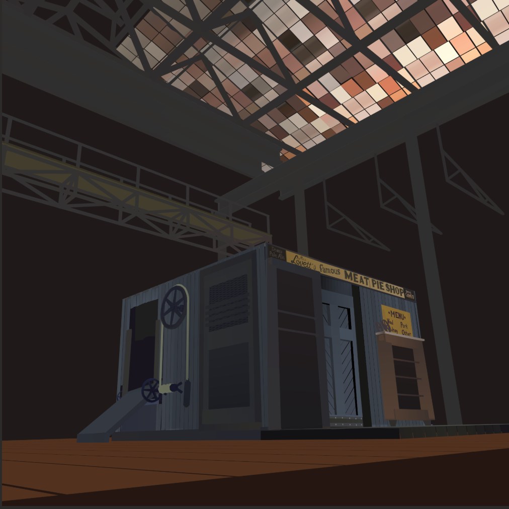 The pie shop under the factory skylight