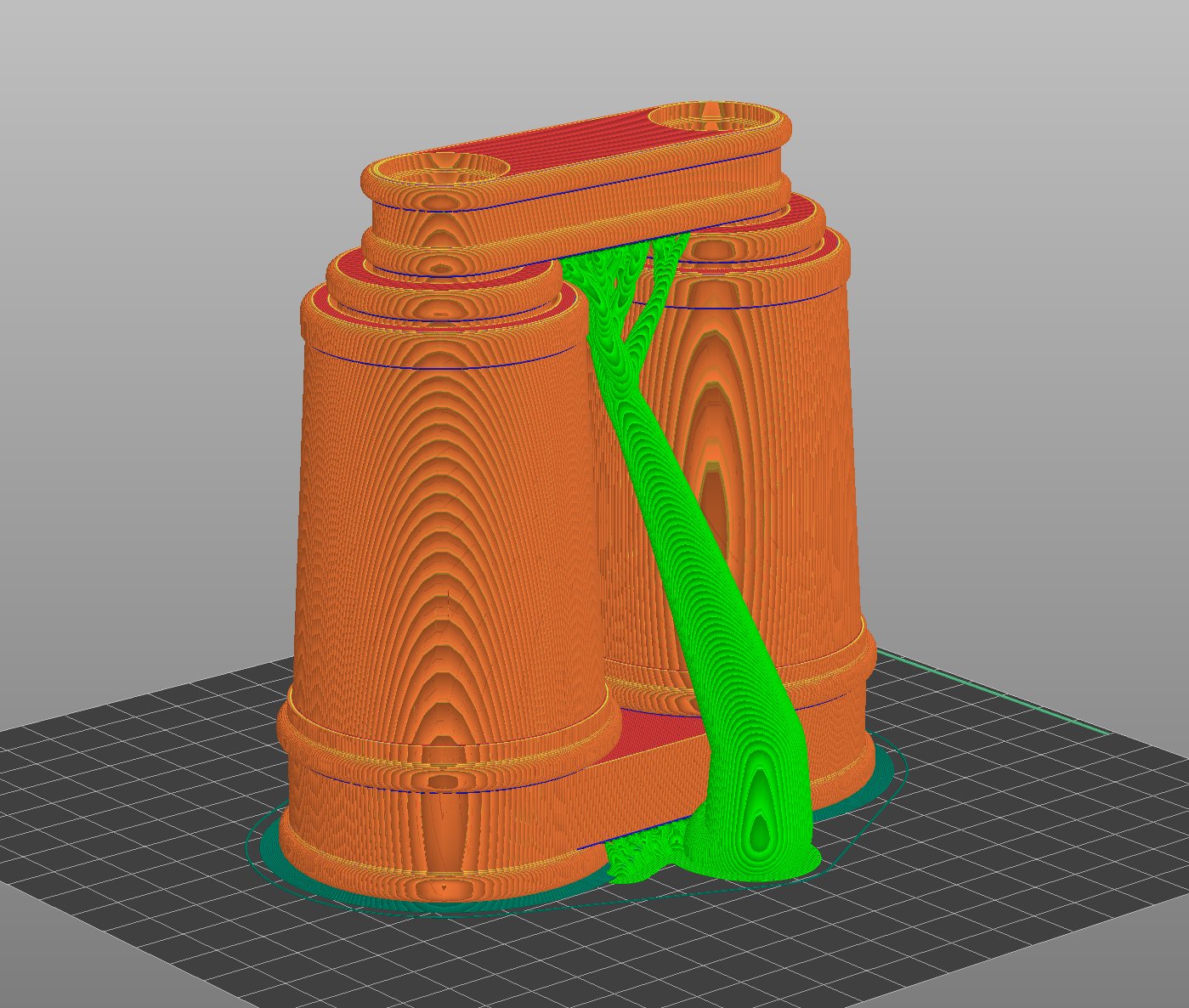 Binoculars 3D print file with green organic supports