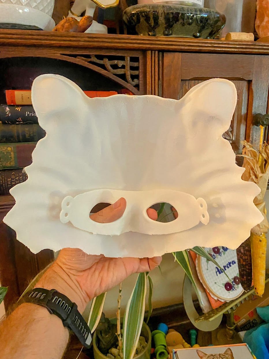 A printed mask, showing the face rest