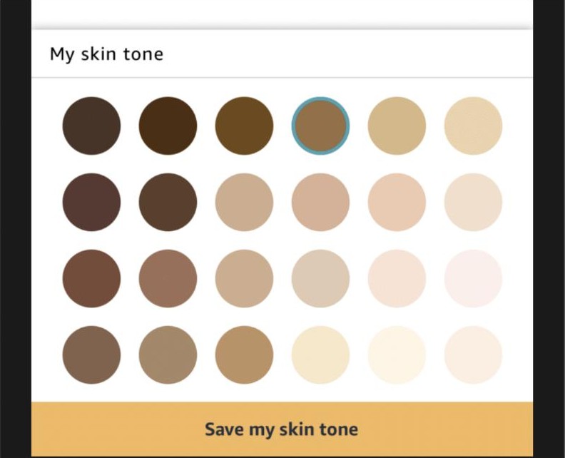The "My skin tone" picker in the Halo app