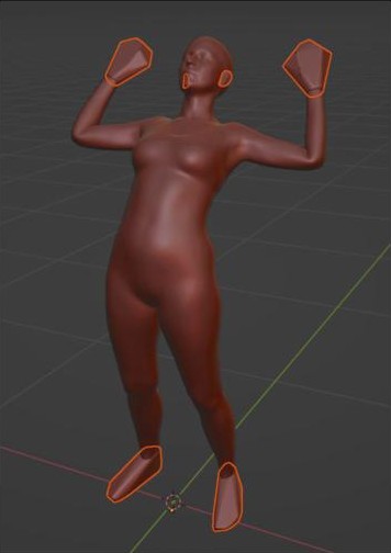 Generated colliders on hands, feet and ears